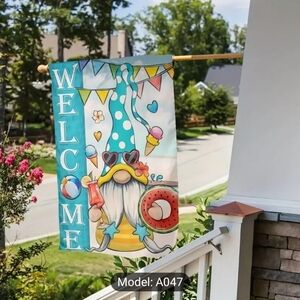 Summer Welcome Gnome Garden Flag